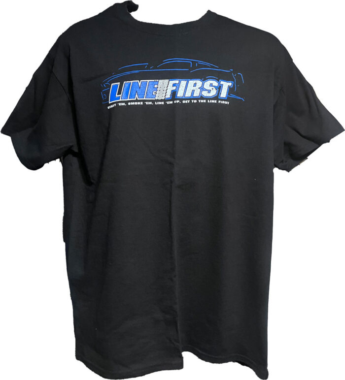 Line-First-Clothing-Company-Blue-Mustang-Pro-Tree-Logo-T-Shirt-Black-Front