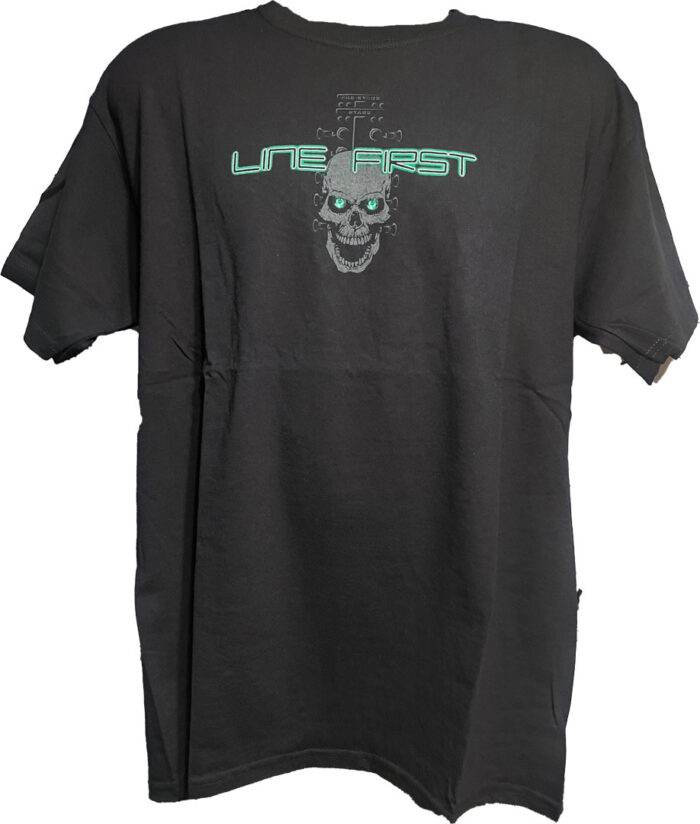 Line-First-Clothing-Company-Geen-Front-Skull-Logo-T-Shirt-Black-Front