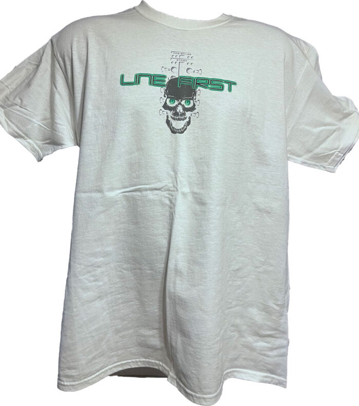 Line-First-Clothing-Company-Geen-Front-Skull-Logo-T-Shirt-White-Front