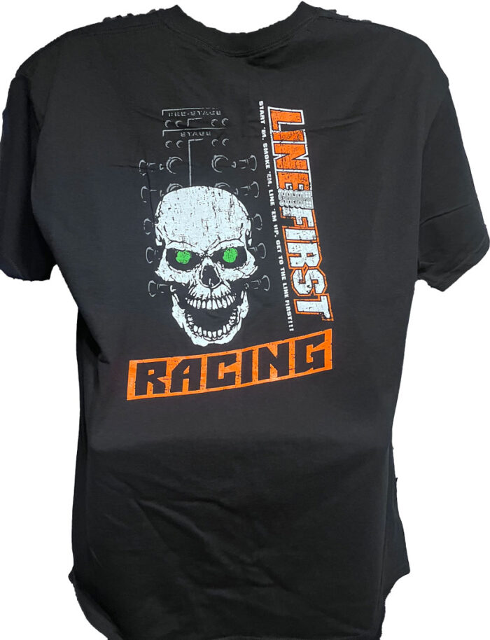 Line-First-Clothing-Company-Orange-Skull-Logo-T-Shirt-Black-Back