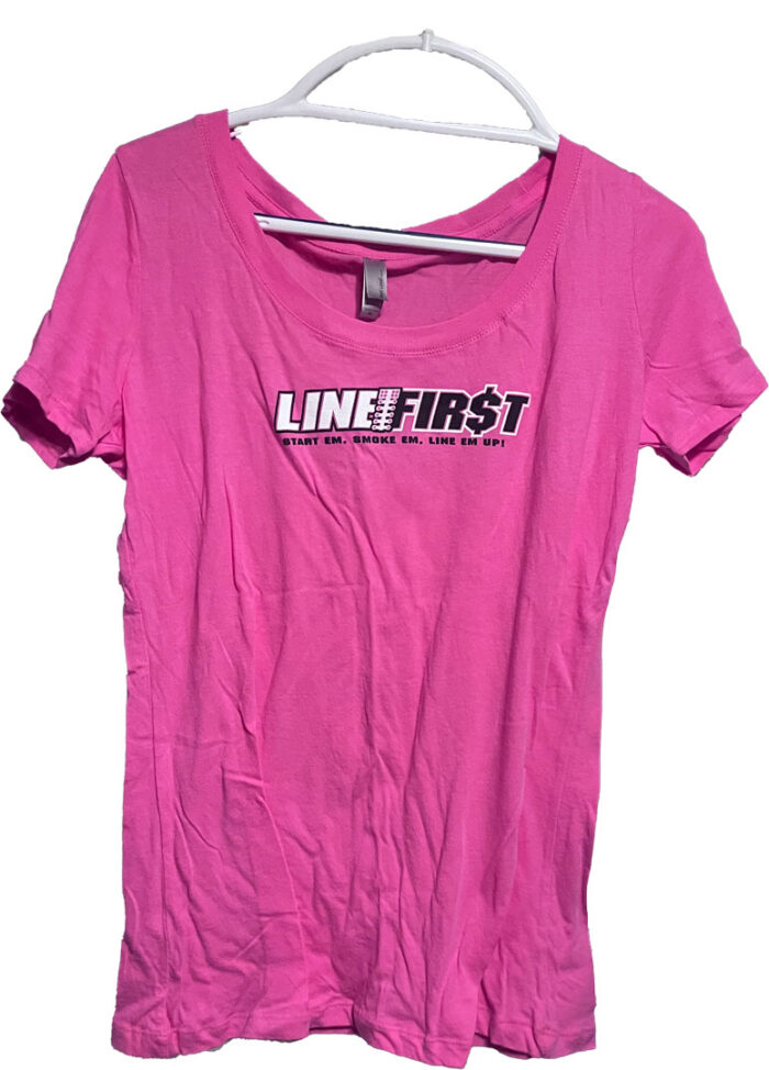 Line-First-Clothing-Company-Pro-Tree-Logo-T-Shirt-Womans-Pink-Front